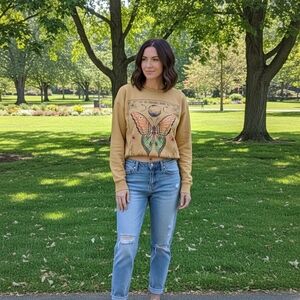 Zoe + Liv Mustard Butterfly Sweatshirt
